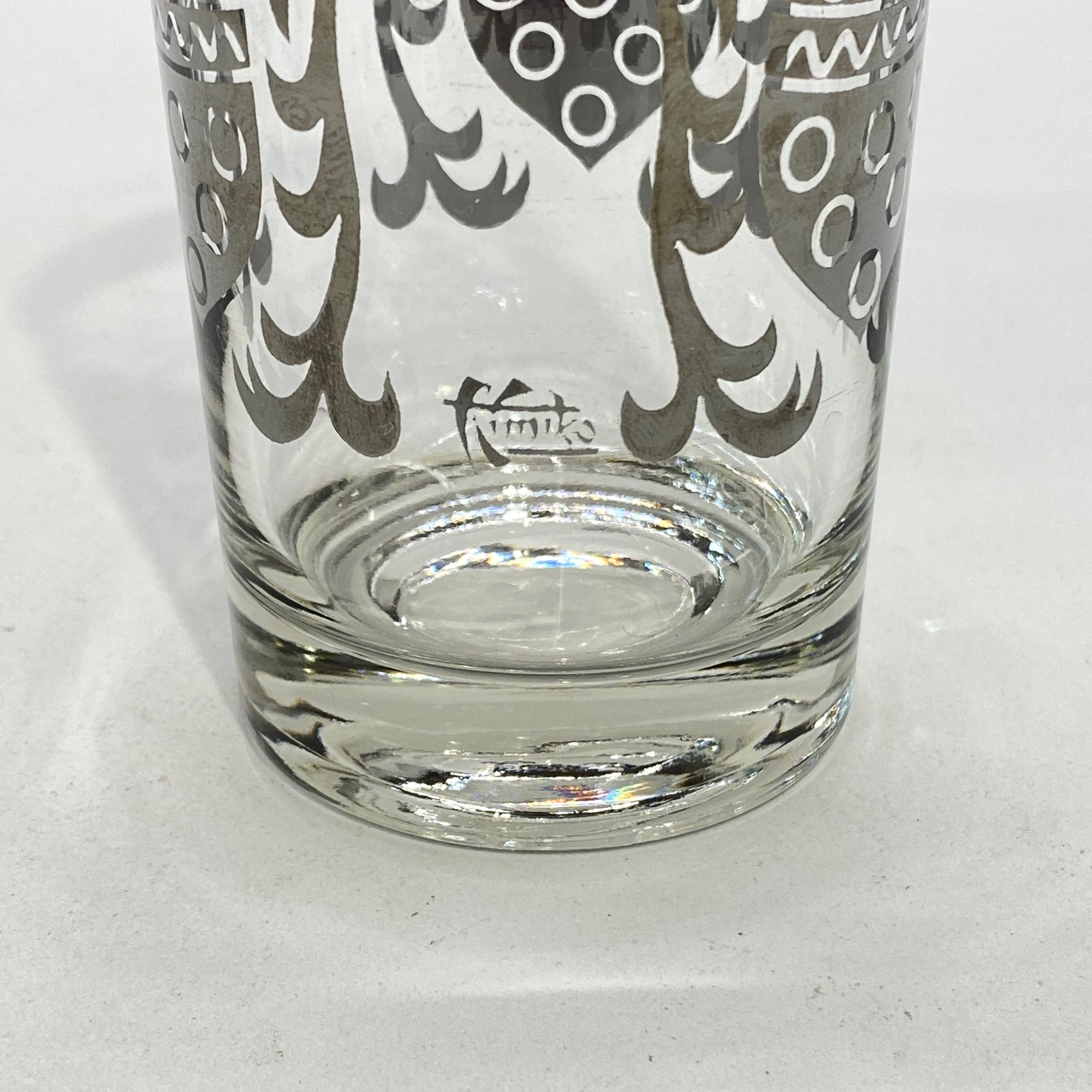 Vintage Kimiko Signed Silver High Ball Glasses Set of 8 with Carrying Caddy  60's For Sale at 1stDibs